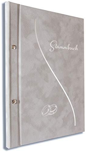 A4 Stammbuch Alto helles Grau Stammbuch der Familie für Hochzeit Standesamt incl. 11 Prospekthüllen