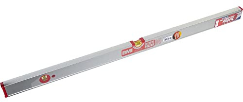 BMI Alu-Profil Wasserwaage ALUSTAR (100 cm lang, kantenlose Horizontal-Libelle mit Lupen-Effekt, hohe Messgenauigkeit 0,5 mm/m, mit Gummiendkappen) 694100E, (L x B x H) 100 x 2.4 x 5.5 cm