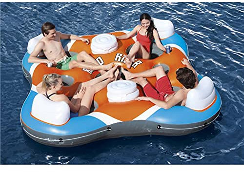 Aufblasbares Quad-Floß, Pool-Floß, Enthält 4 Getränkehalter, 2 Aufbewahrungseimer, Ideal für Erwachsene und Kinder,