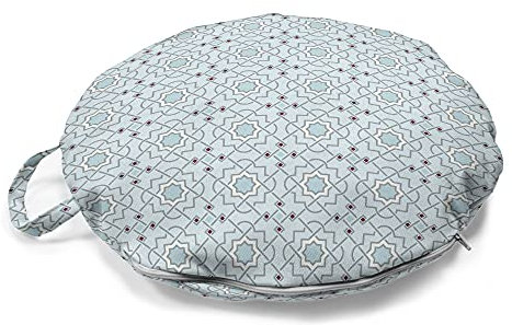 ABAKUHAUS Orient Rundes Bodenkissen mit Griff, Oriental marokkanische Kunst, dekoratives Kissen für Wohnzimmer & Schlafsäle, 45 cm, Baby blau