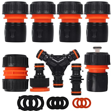 Set di raccordi per tubi da giardino da 3/4, 4 connettori terminali, 1 waterstop, 1 rubinetto filettato 2 in 1, 1 connettore di riparazione, 1 doppio maschio, 1 splitter a Y