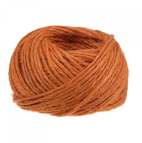 sourcing map Cuerda de yute natural de 1 mm, 82 pies, 3 capas, cuerda de yute, adornos de regalo, cordel para decoración, manualidades, color naranja