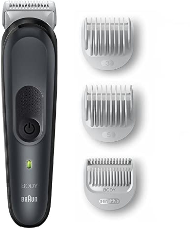 Braun Body Groomer Series 3 3350 Body Shaver for Chest Underarm Frame and More Includes Combs for Length 3 mm and 5 mm Washable 80 Min Wireless Running Time