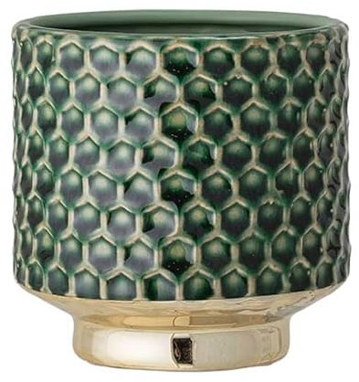 Nordring Maceta Goldy - Macetero decorativo redondo para flores e plantas para interiores M (12,5 cm ø), verde, Cerámica