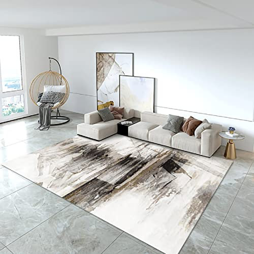 Teppich deko Wohnung,Schwarzbraunes Tintendesign, Leicht Zu Reinigender, Rutschfester Teppich beetumrandung,vorraum möbel 60x160cm