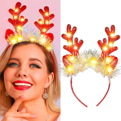 Fashband Weihnachten Stirnbänder Sets Schneeflocken Haarreifen Feder Kopfbedeckung Haarspange für Kleid Kostüm Dekoration Fotos (Packung mit 2)
