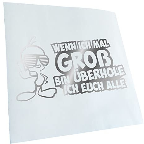 Kiwistar - Autoaufkleber - Chrom - 24x13cm Wenn ich groß bin…Design NrNr2 - Heckscheibe Auto Aufkleber wetterfest für Kfz LKW Mofa Truck - Sticker außen selbstklebend Tuning Zubehör für Fenster