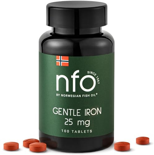 NFO GENTLE IRON [100 Tabletten] Norwegischer natürlicher hochdosierter Eisenkomplex Mit Ferrochel-Formel – der bioverfügbarsten Form gegen Eisenmangel Effizienter um 90% Geeignet für Veganer