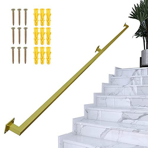 Treppen-Handlauf-Geländer, 1 m 150 cm 2 m 240 cm 3 m 6 m Treppengeländer-Handläufe für Terrassendielen im Innen- und Außenbereich, Sicherheitshaltegriff – mit schmiedeeisernen Halterungen, Komplettset