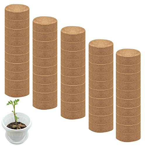 LINGJIONG Blomjord för grönsaker | 30 mm fuktreglerande blomjord, komprimerad kokosfiber – 50 stycken grönsaksbottenblock för blomjord inomhus och utomhus