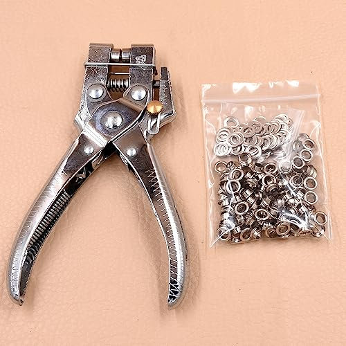 Grommet Werkzeug Kit Zangen 100 Sätze Ösen. Hohlnieten. 5-mm-Ösen-Installationswerkzeug. 4,5-mm-Stanzzangen. Arbeitssparende und geräuschlose Installation (Color : Silver)