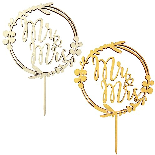 2Pcs Wooden Wedding Cake Topper - Mr and Mrs Personalized for Party Supplies (2 Colors)