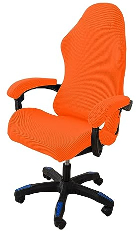 OQHAIR Ergonómico Cubre sillas Gaming Jacquard elástico Cubre sillas Gaming Antideslizante a Prueba de Polvo con 2 Fundas para reposabrazos con Cremallera -Naranja