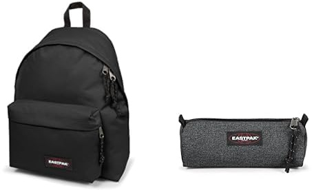 EASTPAK Padded Pak'r Sac à Dos, 40 cm, 24 L, Noir (Black) & Benchmark Single Trousse, 21 cm, Gris (Black Denim)