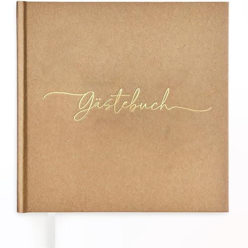Plantvibes Gästebuch Hochzeit – 72 Seiten Premium Dickem Papier, Es Drückt Nicht Durch, Vintage-Stil, Mit Goldenem Titel - Ideal Für Hochzeiten, Jubiläen, Geburtstage, Taufe