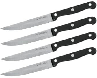 Nirosta 9921050 Lot de 4 Couteaux à steak, Acier inoxydable, Noir, 21 cm