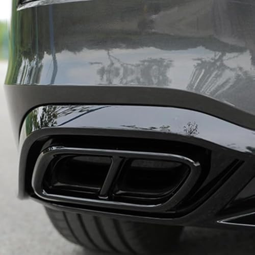 für Golf 8 Mk8 R-Line 2020-2023 Diffusor Chrom Schwarz glänzend, Auspuffblenden Auspuff Blenden ABS Kunststoff 2 Stück, Nicht für Golf Variant