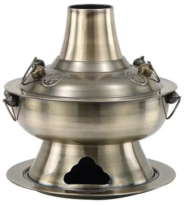 Casserole chinoise en cuivre, vieille casserole de Pékin en cuivre véritable pour l'extérieur, charbon de bois, bronze, 34