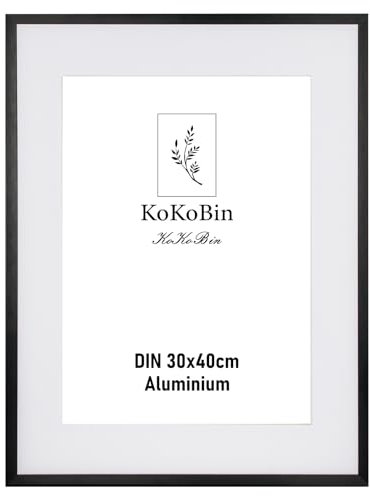 KoKoBin A4 21 x 30 cm cornice in alluminio Cornice per poster in metallo nero con plexiglas infrangibile Cornice moderna con divisori Per poster fotografici Immagine (Nero 30 * 40)