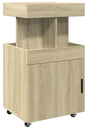 vidaXL Carrito de Bar Madera de ingeniería Roble Sonoma 50x41x89 cm, Mueble de Bar, Carrito de Bar, Mueble de Bebidas, Carro de Bebidas