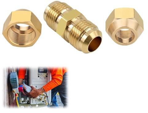 3/8 Connettori Condizionatori, Aria condizionata Tubo di Prolunga, Non è Necessaria la Saldatura, Incluso 1 Connettore e 2 dadi, Diametro Esterno Filettatura 15,7, per Attacco Condizionatore