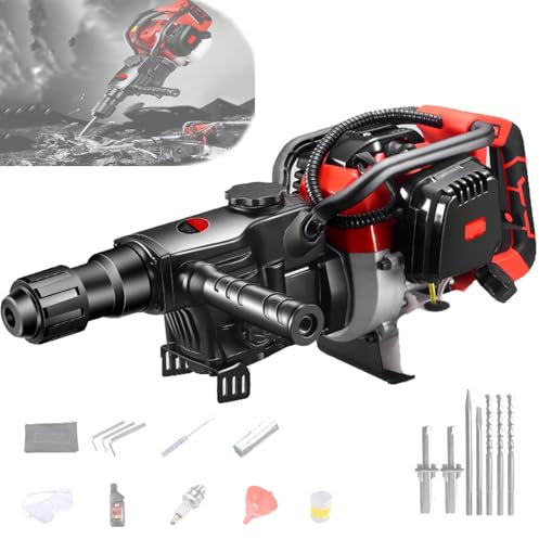 Martillo De Gasolina Inalámbrico,Taladro Percutor De 2200W Con Mandril De 5 Orificios,Taladro Percutor Eléctrico De 3 Funciones,Con 2 Abridores De Piedra,3 Brocas,2 Púas,Four-stroke