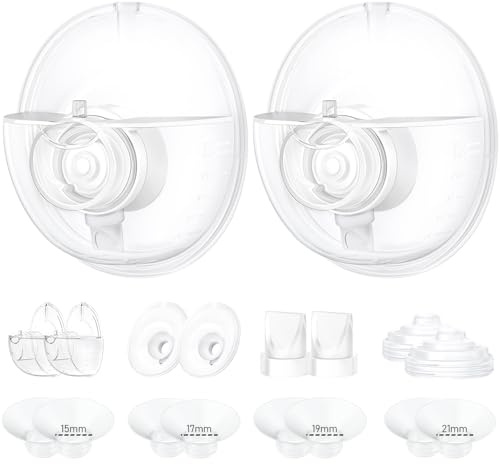 Two M5 24mm Full Set Collector Cup Only Compatible with Momcozy M5 and 10pcs 13/15/17/19/21mm Flange Inserts, Including Inserts*10, 24mm Flange*2, Collector*2, Duckbill Valve*2,Diaphragm*2