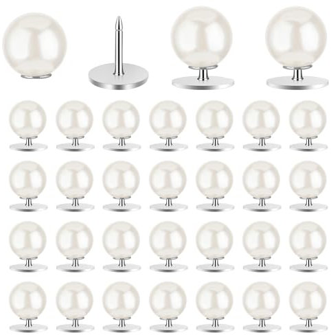 30 Stück Buttons Anstecker Perlen Brosche für Kleidung 10mm Abnehmbar Jeans Knopf Perle Broschenknöpfe Damen Perlen Knöpfe Ohne Nähen Perlennadeln Broschen für DIY Hemd Pullover Jean Schal