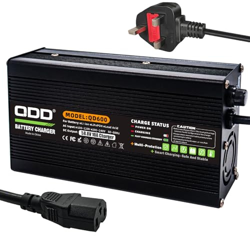 QDD Chargeur de batterie 58,8 V 10 A DC pour batteries au lithium 14S 52 V/51,8 V avec ventilateur de refroidissement et chargeur intelligent sortie connecteur C13 PING