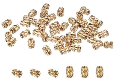 PATIKIL 70 Stück M1.2x2.5x2 mm Gewindeeinsatz Metrische Rändelmutter | Heat Set Insert, Messing, für Kunststoff, 3D-Druckkomponenten