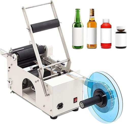 CASEGO Halbautomatische Rundflaschen-Etikettiermaschine, 20–40 Stück/min, Flaschenetiketten-Applikator, Flaschenetikettierer für 15–120 mm Durchmesser, Aufkleber-Etikettenmaschine