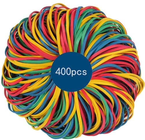 400 Pack Colored Elastic Bands, 25mm and 32mm Assorted Sizes, Thick and Stretchable Natural Strong Rubber Bands, Ideal for Home, School, Office, DIY, Industrial Crafts