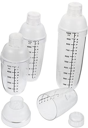 IMIKEYA 4piezas Cocteleras De Plástico Para Preparar Cócteles Leche y Té Con y Vaso Agitador Resistente