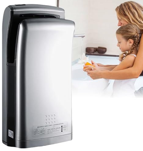 YEHOZZ Asciugamani Commerciale, Asciugamani Elettrico da Parete, Motore Ad Aria a Getto Ad Alta velocità, Asciugamani Automatico con Filtro Hepa, per Bagno, WC,Silver