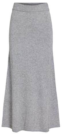 Vila VIRIL Jupe Longue pour Femme en Tricot, Mélange de Gris Moyen., M