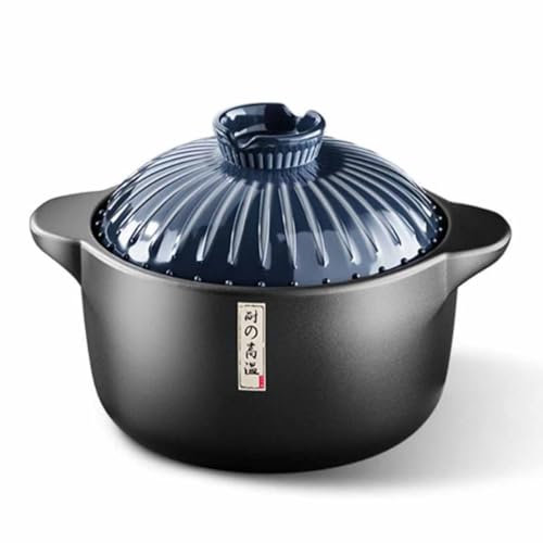 XYUERU Olla de Barro, cazuela de cerámica, Olla for estofado de Arcilla, Olla for Sopa, Olla con Tapa, Utensilios de Cocina(4.5L)