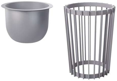 MELTOM Macetero redondo decorativo, soporte de metal, 2 tamaños XL/XXL (platino, XXL + soporte XL)