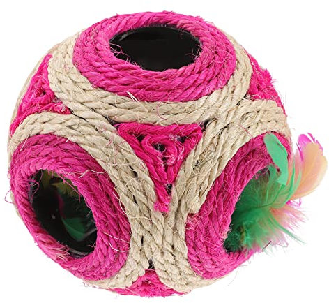 BESPORTBLE 1Stk Ball aus Hanfseil mit sechs Löchern Katzengras Katzenmatte Haustier pom Hund interaktives kratzspielzeug Katzenbissball Katzenball- Plüsch Rosa