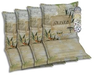 GO-DE Textil Bequeme und attraktive Polsterauflagen für Niederlehner-Gartenstühle (4er-Set, Olive grün, Niederlehner)