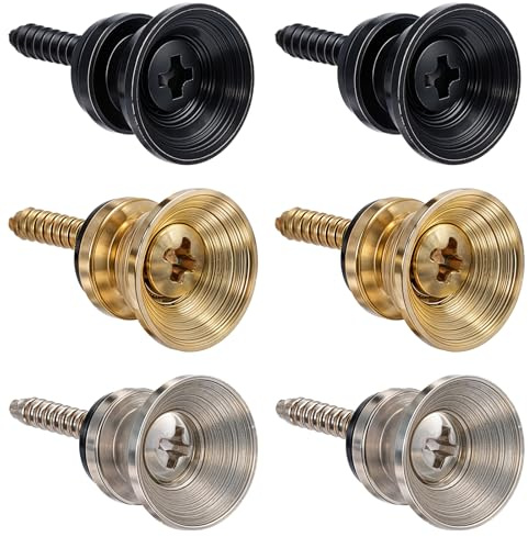 HJZHII 6 Stück Gitarrengurtknöpfe, Metallgurtknöpfe Endstifte Mit Befestigungsschrauben Gitarrengurtverriegelungsstifte Musikteile Gitarren Zubehör Gitarre Zubehör Für Gitarre Bass (Schwarz)