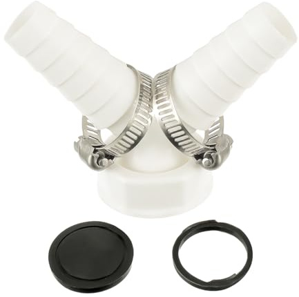 HUAREW Raccordo Scarico per Lavatrice e per Lavastoviglie con Ingresso 19-24 mm e Uscita DN 25 tubo, Connettore Set Include 2 Pezzi Fascette Metalliche 20-32 mm