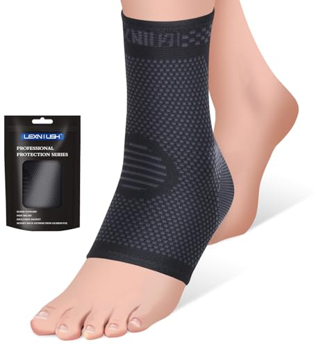 Lexniush Tobillera para tendón de Aquiles fascitis plantar, tobillera para derecha/izquierda, tobillo, calcetines de compresión para mujer/hombres, vendaje ortopédico para deportes, negro, S