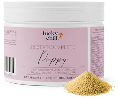 LuckyChef Rezept-Complete Puppy 250 g, Vitamin-Pulver für Welpen | Mit Calcium, Phosphor und Vitamin D3, für gesunde Knochen und Gelenke. Ergänzt selbstgekochte Menüs und Barf.