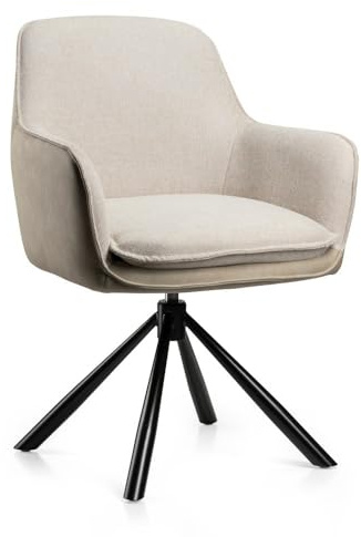 HowHomely | Matrumsstolar kräm – modern och ergonomisk med automatisk återställningsmekanism, snurrstol för matsal kontor konferensrum