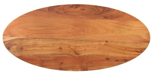 Qnhdfrt Piano in acacia massiccia 80 x 40 x 3,8 cm, ovale, design rustico, piano di lavoro per cucina, sala da pranzo ed esterni