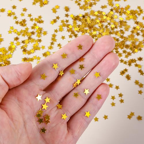 Gold Star Confettis, 30g 6mm Christmas Glitter Table Confetti Metallic Foil Glitter Star Sequins for Birthday Wedding Party Halloween Xmas DIY Crafts Decoration