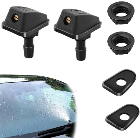 LEOINAER 2 Pezzi Getti Lavavetri per Parabrezza Universali, Ugelli Spruzzatori Acqua con Doppio Foro, Adatti per Auto, Tergicristallo Parabrezza Anteriore
