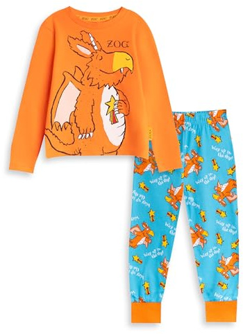 Gruffalo The Friends Zog Unisex Kids Orange Long Sleeve Long Leg Pyjama Set | Character Nightwear with Crew Neck | Ideal Cartoon Sleepwear for Bedtime Merch - 2-3 Years
