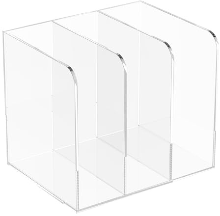 BAODBF Stehsammler Acryl,Zeitschriftensammler mit 3 Fächern,Stabiler Stehordner A4,Zeitschriftenhalter für Hefte,Zeitschriften und Mappen,21.5×18.5×16.5cm