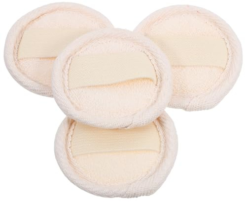 Garneck 4 Stück Gesichtspeeling Pads aus Weichem Luffa Sanfte Reinigung und Make Up Entfernung Handliche Runde Peeling Schwämme für Unterwegs